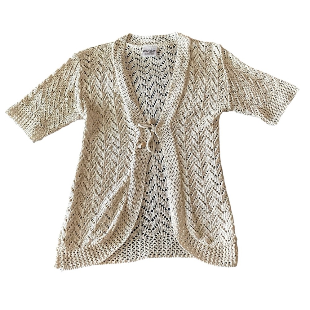 Pulse size S / M crochet beige summer cardigan